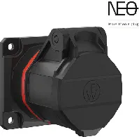 Bilde av 10 stk CEE Socket NEO innebygd 16A 5P, 6H, rød, 400V, rett, 86x86, fjær Backuptype - El