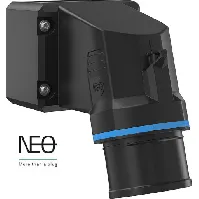 Bilde av 10 stk CEE Veggkontakt NEO 16A 3P, 6H, blå, 230V, på sokkel, fjærbelastet Backuptype - El