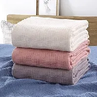 Bilde av 100% bomull vaffelkast komfortabelt og pustende honeycomb lurteppe rent bomullshåndkleteppe