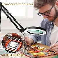 Bilde av 10x forstørrelsesglass med lett håndfri, 2-i-1 trinnløs dimbar LED-forstørrelseslampe med stativ, håndverkslyslampe med 3 fargemoduser for nærarbeidslesing rep