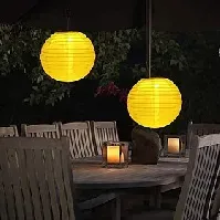 Bilde av 12 solcelledrevne lanterner vanntette utendørs nylonduk papir lanterne lamper hage hengende papir lanterner