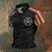 Bilde av 1776 Nasjonalflagg Herre Årgang Trykt mønster POLO T-skjorte utendørs Gate Avslappet Amerikansk uavhengighetsdag Polyester Kortermet Aftæpning Poloskjorter Sva