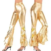 Bilde av 1980erne Hipp pop Bell Bottom Bukser Abba kostyme Dame Helfarge Karneval Ytelse Skoleball Pride-parade Bukser