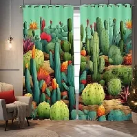 Bilde av 2-delt blendingsgardinsett med tropiske planter blomster kaktus tretekstur bakgrunn kunstneriske gardiner blendingsisolasjon svart fôr lydisolerte gardiner