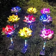 Bilde av 2 stk solar led lotus lys utendørs simulering blomst plen lys vanntett innsatt lys hage park sti landskap dekorasjon