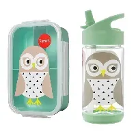 Bilde av 3 Sprouts - Bento Box (Mint Owl) + 3 Sprouts - Water Bottle (Mint Owl) - Baby og barn