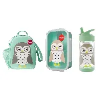 Bilde av 3 Sprouts - Lunch Bag (Mint Owl) + 3 Sprouts - Bento Box (Mint Owl) + 3 Sprouts - Water Bottle (Mint Owl) - Baby og barn