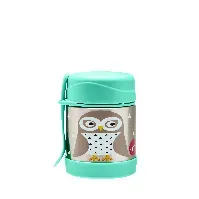 Bilde av 3 Sprouts - Stainless Steel Food Jar and Spork - Mint Owl - Baby og barn