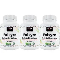 Bilde av 3-pack Folsyre - Folic Acid - 400 mcg - 3 X 180 tabs Vitaminer/ZMA