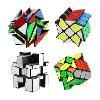 Bilde av 4-pakning qiyi kube sett - inkludert 3x3 fluktuasjonsvinkel puslespill kube - 2x3 hjul puslespill kube - 3x3 speil puslespill kube 6 farger - 3x3 firkantet kon