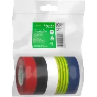 Bilde av 5 stk PVC Tape 19 mm x 20M BDL:5 rød / svart / hvit / gul / grønn / blå Backuptype - El