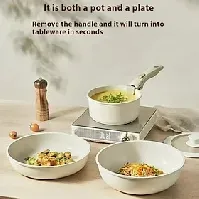 Bilde av 5 stk gryter og panner sett non-stick, sett med kjøkkenutstyr avtakbart håndtak, nonstick induksjon kokekar kokesett med avtakbart håndtak, rv kokekar sett, ov