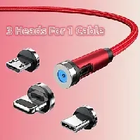 Bilde av 5a magnetisk multiladekabel 3,3 fot 6,6 fot usb a til lyn / mikro / type c hurtiglading 3 i 1 540° roterende telefonlader nylonflettet usb-kabel for iphone/mic