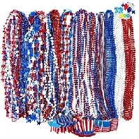 Bilde av 72 stk 4. juli patriotisk perlekjede sortiment bulk rød hvit blå perler stjernekjede med anheng uavhengighetsdag parade bulk dress up tilbehør minnedag fest fa