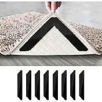 Bilde av 8 stk teppeteip, gjenbrukbar vaskbar teppetape, dobbeltsidige sklisikre teppeputer for tregulv, teppestoppere for tepper, svart