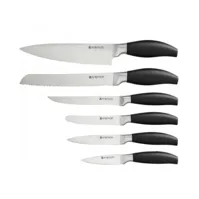 Bilde av AMBITION av kniver i en trekloss Sølvaktig 7-delt grå (51228) Kjøkkenutstyr - Kniver og bryner - Knivsett