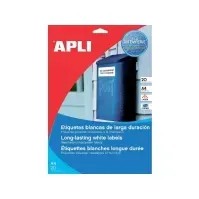 Bilde av Apli APLI polyesteretiketter, 210x297mm, rektangulær, hvit, 20 ark. Papir & Emballasje - Etiketter - Multietiketter