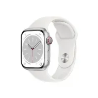 Bilde av Apple Watch Series 8 (GPS + Cellular) - 41 mm - sølvaluminium - smartklokke med sportsbånd - fluorelastomer - hvit - båndbredde: Regular - 32 GB - Wi-Fi, LTE, Bluetooth, UWB - 4G - 32 g Sport & Trening - Pulsklokker og Smartklokker - Smartklokker