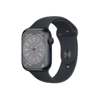 Bilde av Apple Watch Series 8 (GPS + Cellular) - 45 mm - midnattsaluminium - smartklokke med sportsbånd - fluorelastomer - midnatt - båndbredde: Regular - 32 GB - Wi-Fi, LTE, Bluetooth, UWB - 4G - 38.8 g Sport & Trening - Pulsklokker og Smartklokker - Smartklokker