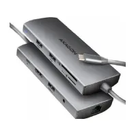 Bilde av Axagon HMC-8HLSA Multiport USB-C 3.2 Gen 1 hub, 3x USB-A + 4K/30Hz HDMI + SD/Micro SD, GLAN, Audio, PD 100W, 20cm USB-C-kabel PC tilbehør - Kabler og adaptere - USB Huber