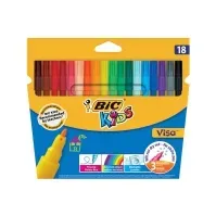 Bilde av BIC Kids Visa Farvetusser Tynd Spids – Assorterede Farver, 18 stk. 12x200x177mm (18stk) Skole og hobby - Flytende farger - Tusjer til skolebruk