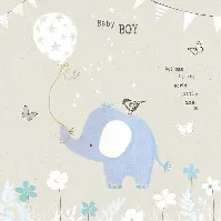 Bilde av Baby boy - kort m/elefant (15 x 15cm) - Babyklær