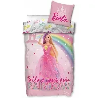 Bilde av Barbie Sengetøy - 140x200 cm - Barbie Rainbow - 100% bomull Sengetøy , Barnesengetøy , Barne sengetøy 140x200 cm