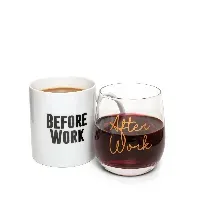 Bilde av Before Work, After Work Mug&Wine Mug&Glass Set - Gadgets