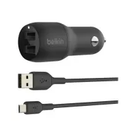 Bilde av Belkin BoostCharge Dual Charger - Bilstrømadapter - 24 watt - 4.8 A - 2 utgangskontakter (USB) - på kabel: Micro-USB - svart Tele & GPS - Batteri & Ladere - Billader