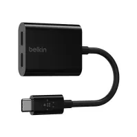 Bilde av Belkin Connect Audio + Charge - USB-C til USB-C hodetelefoner / ladeadapter - 24 pin USB-C hann til 24 pin USB-C hunn - 14 m - svart - USB Power Delivery (60W) Tele & GPS - Batteri & Ladere - Kraftbanker