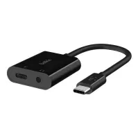 Bilde av Belkin RockStar - USB-C til hodetelefonjakk / ladeadapter - 24 pin USB-C hann til minijakk, 24 pin USB-C hunn - 19.6 cm - USB Power Delivery (60W) PC tilbehør - Kabler og adaptere - USB Huber