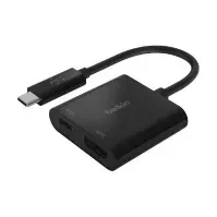 Bilde av Belkin USB-C to HDMI + Charge Adapter - Video adapter - 24 pin USB-C hann til HDMI, USB-C (kun strøm) hunn - svart - 4K-støtte, USB Power Delivery (60W) PC & Nettbrett - Bærbar tilbehør - Portreplikator og dokking