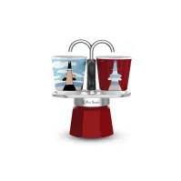 Bilde av Bialetti Mini Express Magritte, Mokabryggare, Röd, Silver, Gjuten aluminium, 2 koppar, 90 ml, 1 styck Kjøkkenapparater - Kaffe - Stempelkanner