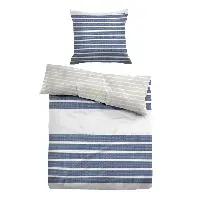 Bilde av Blåstripet sengetøy 140x200 cm - Myk bomullsateng - Blått og hvitt sengesett - Vendbart design - Tom Tailor Sengetøy ,  Enkelt sengetøy , Enkelt sengetøy 140x200 cm