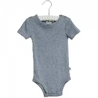 Bilde av Blå/Grå Wheat Rib Plain SS Body - Babyklær