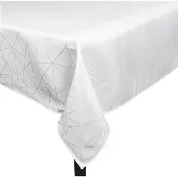 Bilde av Bordduk - 140x220 cm - Jacquardduk med geometrisk mønster i hvit - Eksklusiv festduk Innredning , Til bordet , Jacquard vevd duk