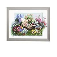 Bilde av Broderipakke Bilde Blomstrende hage Strikking, pynt, garn og strikkeoppskrifter
