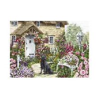 Bilde av Broderipakke Bilde Blomstrende hage. Strikking, pynt, garn og strikkeoppskrifter