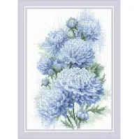 Bilde av Broderipakke Bilde Blå blomster Strikking, pynt, garn og strikkeoppskrifter
