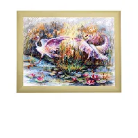 Bilde av Broderipakke Bilde Dansende flamingoer Strikking, pynt, garn og strikkeoppskrifter