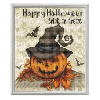 Bilde av Broderipakke Bilde Happy Halloween Strikking, pynt, garn og strikkeoppskrifter