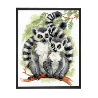 Bilde av Broderipakke Bilde Lemurer Strikking, pynt, garn og strikkeoppskrifter