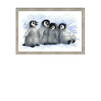 Bilde av Broderipakke Bilde Pingviner Strikking, pynt, garn og strikkeoppskrifter