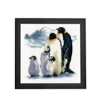 Bilde av Broderipakke Bilde Pingvinfamilien Strikking, pynt, garn og strikkeoppskrifter