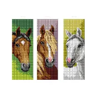 Bilde av Broderipakke Bokmerker Hester 3-Pk Strikking, pynt, garn og strikkeoppskrifter