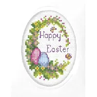 Bilde av Broderipakke Kort Happy Easter Strikking, pynt, garn og strikkeoppskrifter