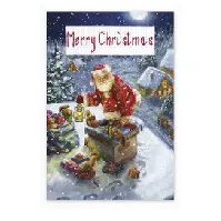 Bilde av Broderipakke Kort Julenissen Strikking, pynt, garn og strikkeoppskrifter
