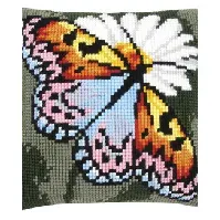 Bilde av Broderipakke Pute Fargerik sommerfugl Strikking, pynt, garn og strikkeoppskrifter