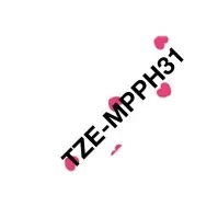 Bilde av Brother TZe-MPPH31 - Svart på rosa hjerter - Rull (1,2 cm x 4 m) 1 kassett(er) laminert teip - for Brother PT-H110 P-Touch PT-H105, H110 P-Touch Cube PT-P300 P-Touch Embellish PT-D215 Papir & Emballasje - Markering - Etiketter og Teip