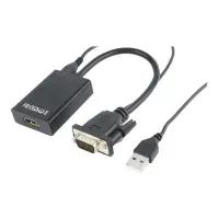 Bilde av Cablexpert A-VGA-HDMI-01 - Video/lyd-adaptersett - svart - 1080p-støtte, aktivt brikkesett PC tilbehør - Kabler og adaptere - Adaptere